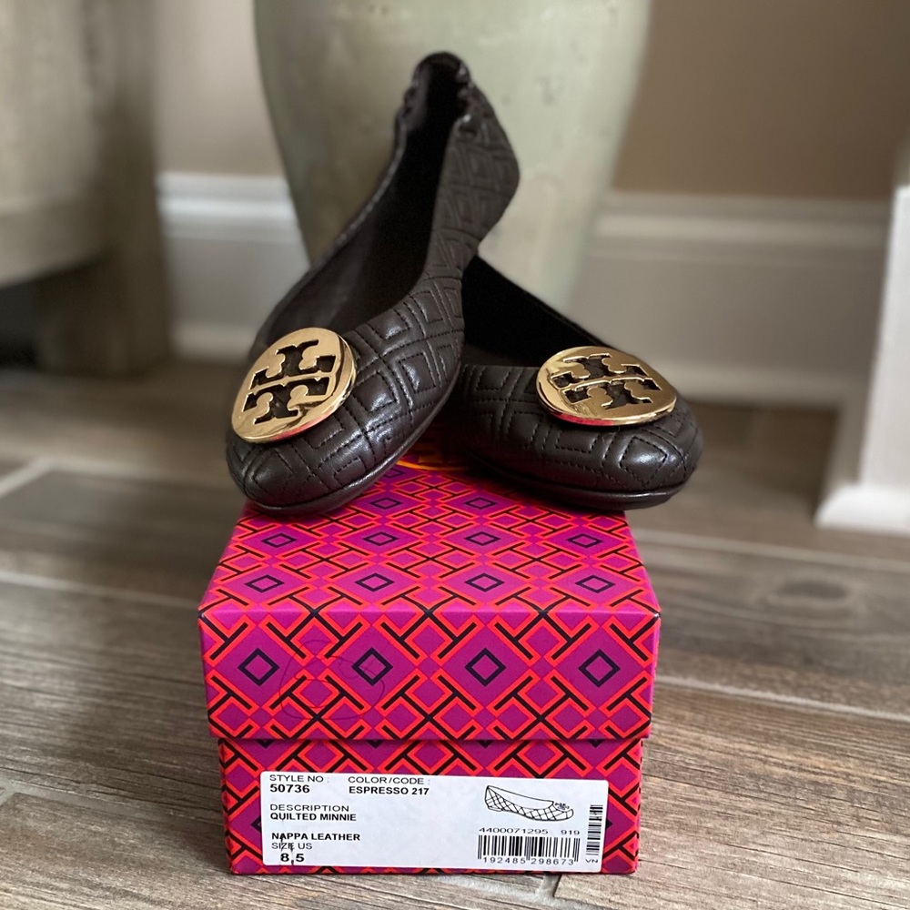 Tory Burch Quilted Minnie Leather Ballet Flats - Picture 2 of 10